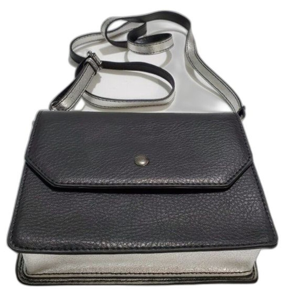 silver and black colorblock crossbody bag square by MMS